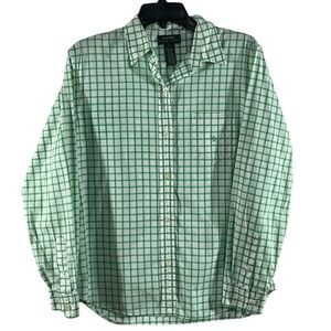 Lauren Ralph Lauren Large Green & White Button Down‎ Geometric